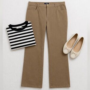 Chaps Khaki Straight Leg Stretch Pants Size 16 Cotton Blend Minimalist Preppy